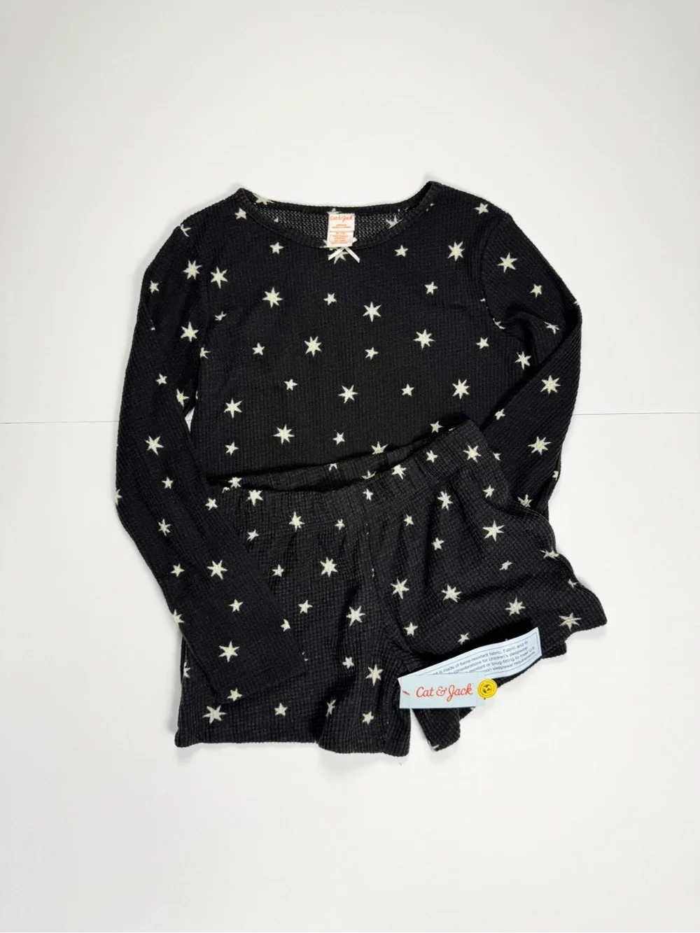 Cat & Jack Black Star Waffle-Knit Kids Pajama Set